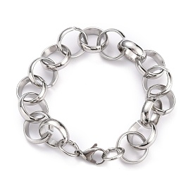 304 Stainless Steel Rolo Chain Bracelets, with Lobster Claw Clasps