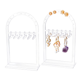 Transparent Acrylic Earring Display Stands, with 10Pcs Hangers, Arch Coat hanger Shape