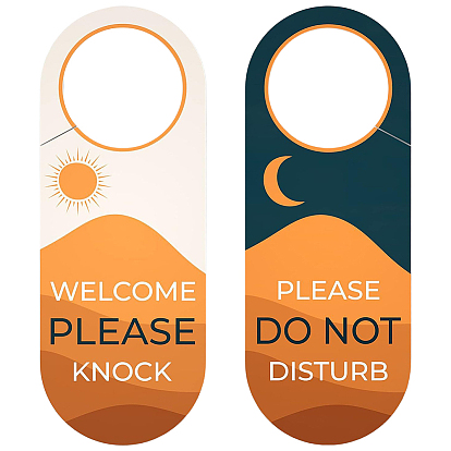 2Pcs Desert Sunset Paper Door Hanger Sign, Welcome Please Knock & Do Not Disturb Sign Decor for Home & Office
