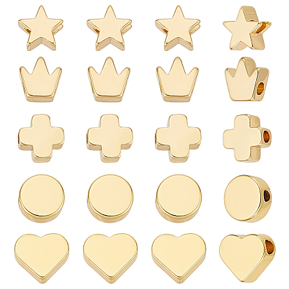 60 шт 5 стили латунные бусины, реальный 14 k позолоченный