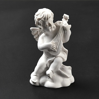 Resin Imitation Plaster Sculptures, Figurines, Home Display Decorations, Angel with Guitar