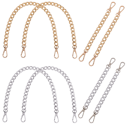 Цепи для удлинителей сумок, с алюминиевыми звеньями-цепочками и поворотными застежками из сплава