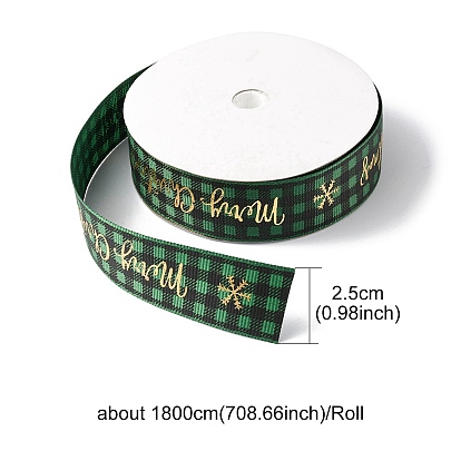 1 Roll Christmas Printed Polyester Grosgrain Ribbons, Flat Ribbons