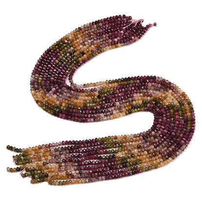 Нити из натуральных разноцветных турмалиновых бусин, граненые, шайба