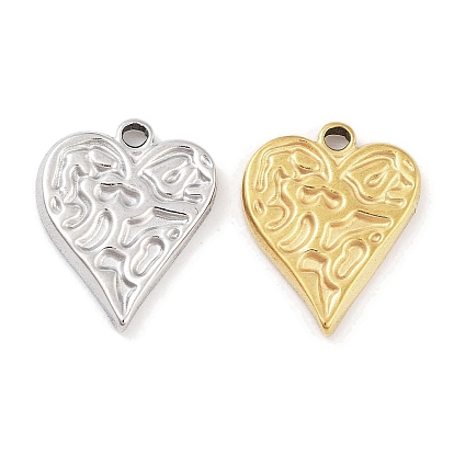 304 подвески из нержавеющей стали, фактурная подвеска в виде сердца