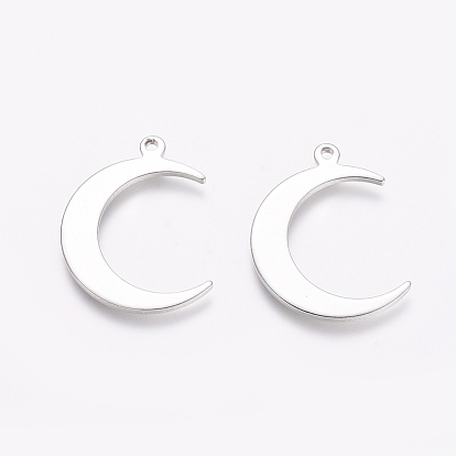 Rack Plating Brass Pendants, Cadmium Free & Lead Free,  Moon