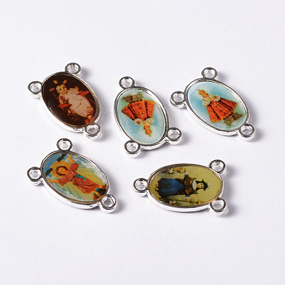 Старинное серебро Дева Мария сплава овальные ссылки, без кадмия и без свинца, 22x15x4 мм, отверстие : 2 мм