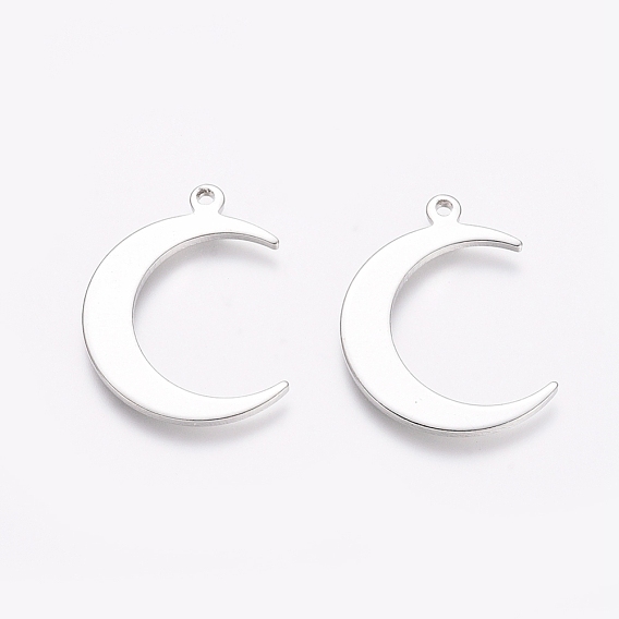 Rack Plating Brass Pendants, Cadmium Free & Lead Free,  Moon