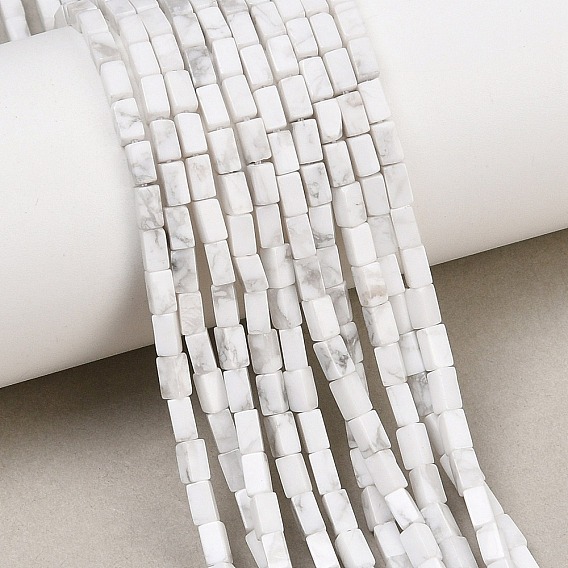 Natural Howlite Beads Strands, Cuboid