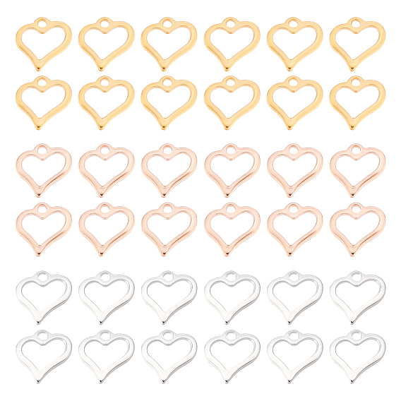 60 шт. 3 цвета 304 подвески-сердечки из нержавеющей стали, полый