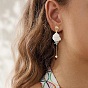 Natural Spiral Shell & Shell Pearl Dangle Stud Earrings, Brass Starfish Tassel Earrings for Women
