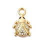 Rack Plating Brass Micro Pave Cubic Zirconia Pendants, Cadmium Free & Lead Free, Long-Lasting Plated, Ladybug Charm, Real 18K Gold Plated