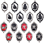 16шт. 8 стили: овальные подвески из сплава в виде кошки/паука/летучей мыши/ворона на тему Хэллоуина, cmолой, античное серебро