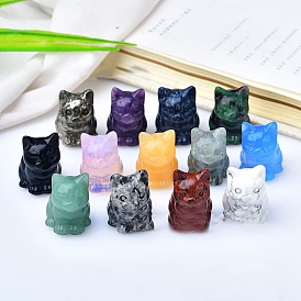 Figuras de gatos talladas con piedras preciosas, Para el escritorio de la oficina en casa adorno de feng shui