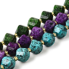 Нити бусин из натуральной кунжутной яшмы, граненые, твист, с бисером