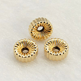 Perles ondulées fourrées d'or jaune, 1/20 14 k rempli d'or, sans cadmium et sans nickel et sans plomb, rondelle, Trou: 1mm