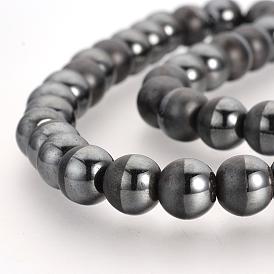 Non-magnétiques perles d'hématite synthétique brins, Style mat, ronde