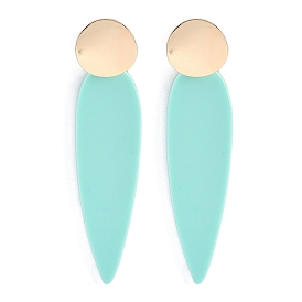 Серьги-гвоздики из латуни и смолы в форме слезы для женщин, реальный 18 k позолоченный