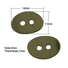Botones de estilo tibetano, sin plomo y cadmio, oval, 11x14x1 mm, agujero: 2 mm