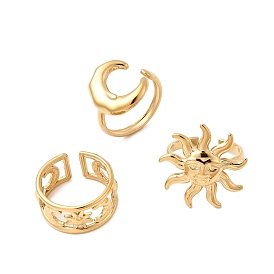 304 из нержавеющей стали Манжета кольца для женщин, солнце, ионное покрытие (ip), без кадмия, без никеля и без свинца, золотые