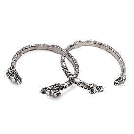 Мужские браслеты-манжеты viking 304 с открытыми манжетами из нержавеющей стали, античное серебро, волк/змея