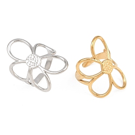 Цветок 304 Открытые кольца-манжеты из нержавеющей стали для женщин