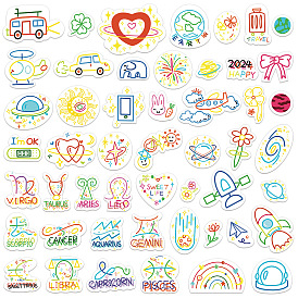 50Pcs Cartoon Stick Figure PVC Adhesive Waterproof Stickers, Self-Adhesive Stickers, for DIY Photo, Cup, Suitcase, Mobile Phone Shell Decorative