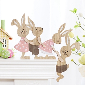 Easter Theme Wood Rabbit Display Decoration, for Home Desktop Decoration