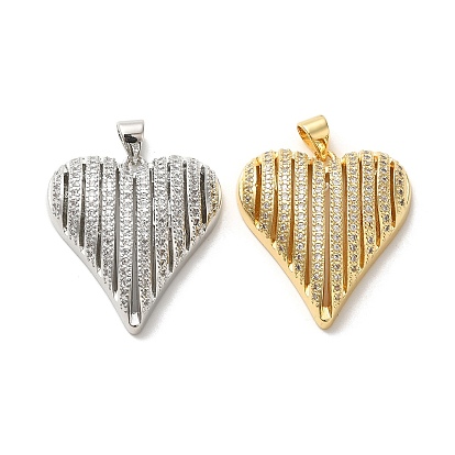 Латунные микропаве прозрачные подвески с фианитом, без кадмия и без свинца, сердце