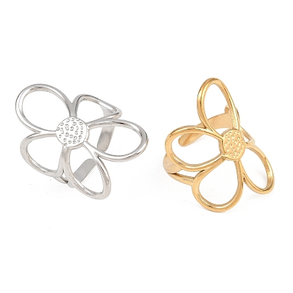 Цветок 304 Открытые кольца-манжеты из нержавеющей стали для женщин