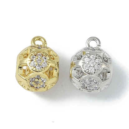 Rack Plating Brass Micro Pave Cubic Zirconia Tube Bails, Loop Bails, Long-Lasting Plated, Lead Free & Cadmium Free, Round