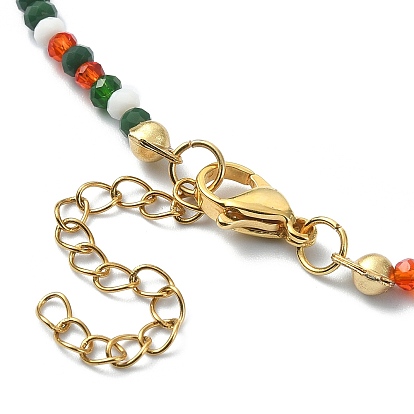 Glass Beaded Necklaces, with 304 Stainless Steel Lobster Claw Clasps, Faceted, Abacus