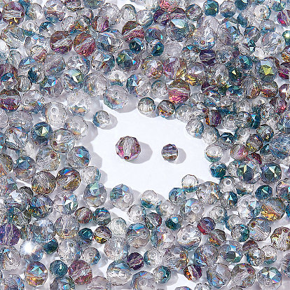 4 пряди 2 стили гальванические стеклянные бусины пряди, круглые, граненые