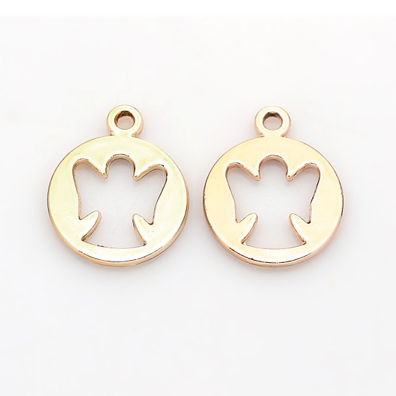 Nickel Free & Lead Free Alloy Pendants, Long-Lasting Plated, Flat Round, 20x16x1mm, Hole: 1mm