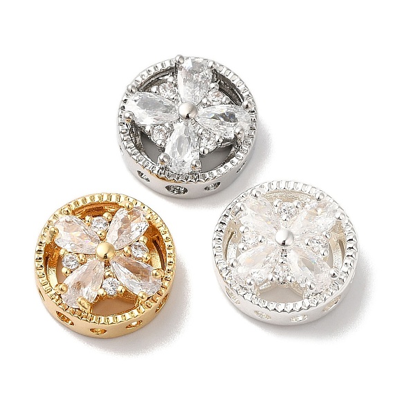 Латунные микропаве из прозрачного кубического циркония, без кадмия, без никеля и без свинца, плоско-круглые