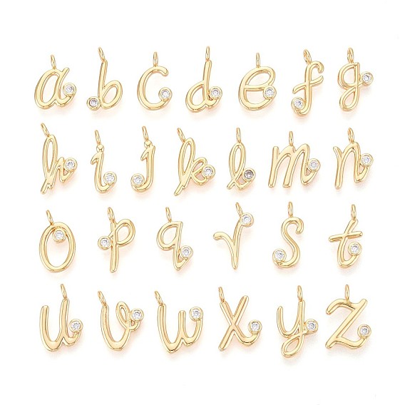 Латунные микро проложить кубического циркония прелести, долговечный, без никеля , реальный 18 k позолоченный, буквы