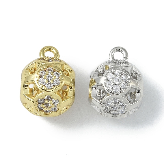 Rack Plating Brass Micro Pave Cubic Zirconia Tube Bails, Loop Bails, Long-Lasting Plated, Lead Free & Cadmium Free, Round