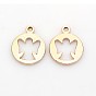 Nickel Free & Lead Free Alloy Pendants, Long-Lasting Plated, Flat Round, 20x16x1mm, Hole: 1mm