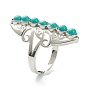 Adjustable Natural & Synthetic Gemstone Finger Rings, with Platinum Plated Brass Findings