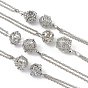 Brass with Rhinestone Pendant Necklaces, Iron Rolo Chains, Round
