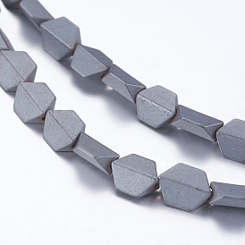 Non-magnetic Synthetic Hematite Beads Strands, Polygon, Frosted