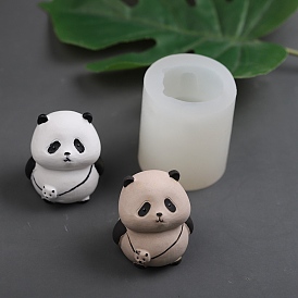 Panda avec sac à bandoulière, figurine, bougie parfumée, moules en silicone, moules à bougies, moule à bougie d'aromathérapie