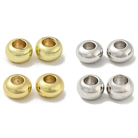Rack Plating Large Hole Brass  Beads, Cadmium Free & Lead Free, Long-Lasting Plated, Round