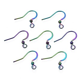 Ion Plating(IP) 304 Stainless Steel Earring Hooks, with Horizontal Loop