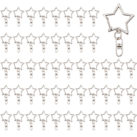 50шт. карабины из сплава и железа с поворотными застежками, для ремней для ключей, звезда