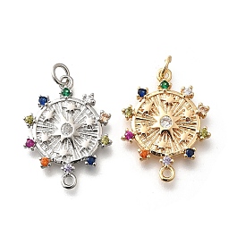 Подвески-подвески из латуни с разноцветными кубическими цирконами и солнечными подвесками, без кадмия, без никеля и без свинца, с прыжковых колец