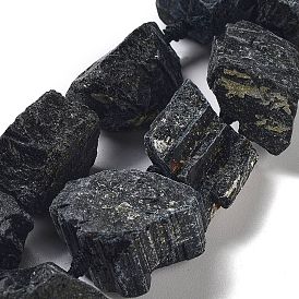 Raw Rough Natural Black Tourmaline Beads Strands, Nuggets