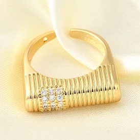 Латунные микропаве кубические цирконии регулируемые открытые манжеты кольца для женщин, без кадмия, без никеля и без свинца, купол