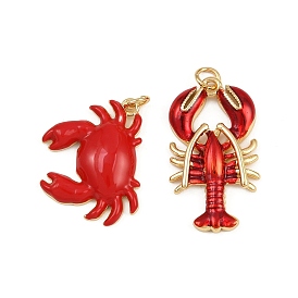 Латунные подвески с красной эмалью, подвески в виде морских животных с соединительными кольцами, золотые
