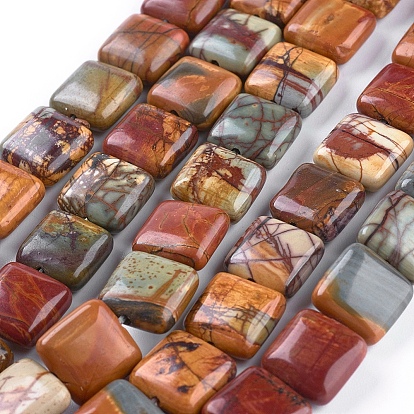 Natural Picasso Stone/Picasso Jasper Graduated Bead Strands, Square